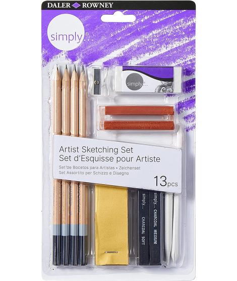 Daler Rowney Simply Pack de 13 Piezas para Dibujar y Esbozar - Idoneo para Artistas Principiantes