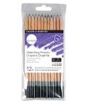 Daler Rowney Simply Pack de 12 Lapices de Grafito Redondos - Facil de Afilar - Para Estudiantes y Uso Personal - Minas Surtidas