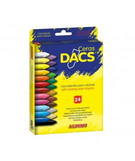 Alpino Pack 24 Ceras de Colores Dacs - Textura Cremosa - Mezclables - Pintado Suave y Cubriente - Colores Surtidos