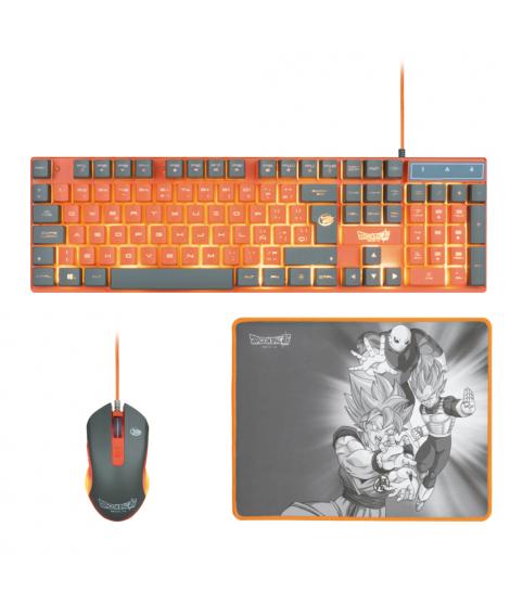 FR-TEC Set de Teclado, Raton y Alfombrilla Dragon Ball Super - Teclado de Membrana Iluminado - Colores e Iluminacion Emblematica