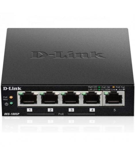 D-Link Switch 5 Puertos Fast Ethernet 1 Puerto Habilitado para PoE