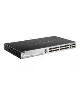 D-Link Switch Gestionable L3 24 Puertos Gigabite PoE 370W + 2 Puertos 10G + 4 Puertos 10G SFP+