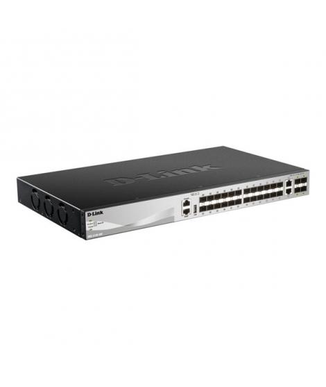 D-Link Switch Gestionable L3 24 Puertos Gigabite PoE 370W + 2 Puertos 10G + 4 Puertos 10G SFP+