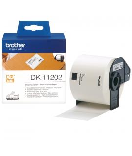Brother DK11202 - Etiquetas Originales Precortadas para Envios - 62x100 mm - 300 Unidades - Texto negro sobre fondo blanco