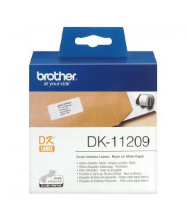Brother DK11209 - Etiquetas Originales Precortadas de Direccion Pequeñas - 29x62 mm - 800 Unidades - Texto negro sobre fondo bla