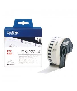 Brother DK22214 - Etiquetas Originales de Tamaño personalizado - Ancho 12mm x 30,48 metros - Texto negro sobre fondo blanco