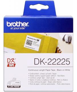 Brother DK22225 - Etiquetas Originales de Tamaño personalizado - Ancho 38mm x 30,48 metros - Texto negro sobre fondo blanco