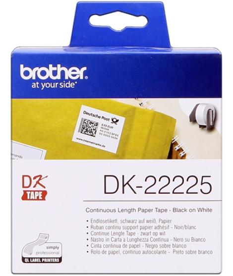 Brother DK22225 - Etiquetas Originales de Tamaño personalizado - Ancho 38mm x 30,48 metros - Texto negro sobre fondo blanco