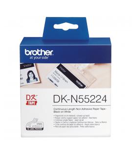 Brother DKN55224 - Etiquetas No Adhesivas Originales de Tamaño personalizado - Ancho 54mm x 30,48 metros - Texto negro sobre fon