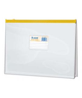 Dohe Bolsa Zipper Apaisada PVC Transparente 200 Micras - Tamaño Folio - Apertura Superior - Cierre Zip Hermetico