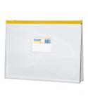 Dohe Bolsa Zipper Folio Apaisado PVC Transparente 150 Micras - Apertura Superior - Cierre Zip Hermetico en Color Amarillo