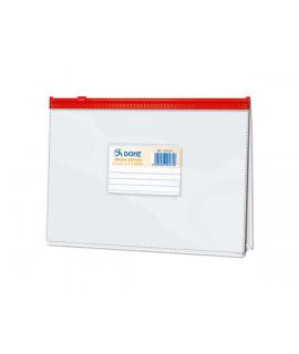 Dohe Bolsa Zipper Apaisada PVC Transparente 200 Micras - Tamaño A5 - Apertura Superior - Cierre Zip Hermetico