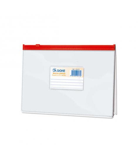 Dohe Bolsa Zipper Apaisada PVC Transparente 200 Micras - Tamaño A5 - Apertura Superior - Cierre Zip Hermetico
