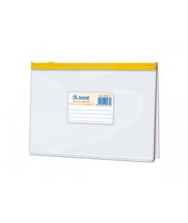 Dohe Bolsa Zipper Apaisada PVC Transparente 200 Micras - Tamaño A5 - Apertura Superior - Cierre Zip Hermetico
