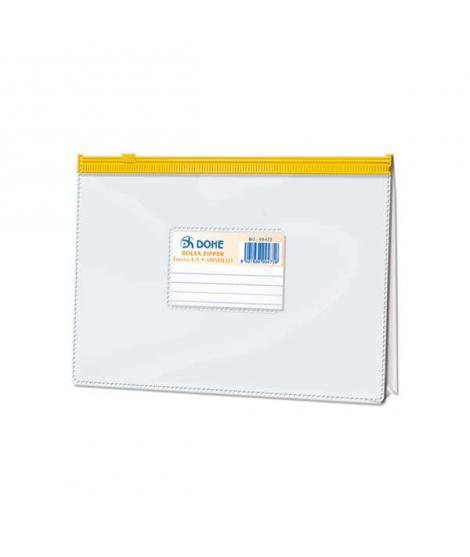 Dohe Bolsa Zipper Apaisada PVC Transparente 200 Micras - Tamaño A5 - Apertura Superior - Cierre Zip Hermetico