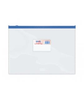 Dohe Bolsa Zipper Apaisada PVC Transparente 150 Micras - Tamaño Folio - Apertura Superior - Cierre Zip Hermetico