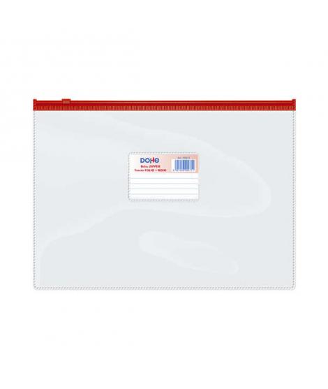 Dohe Bolsa Zipper Apaisada PVC Transparente 150 Micras - Tamaño Folio - Apertura Superior - Cierre Zip Hermetico