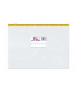 Dohe Bolsa Zipper Apaisada PVC Transparente 150 Micras - Tamaño Folio - Apertura Superior - Cierre Zip Hermetico