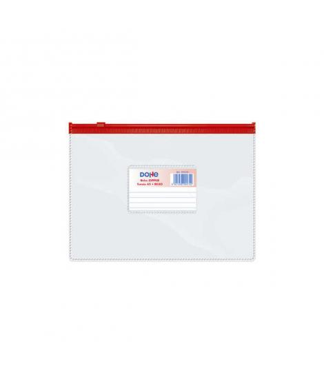 Dohe Bolsa Zipper Apaisada PVC Transparente 150 Micras - Tamaño A5 - Apertura Superior - Cierre Zip Hermetico