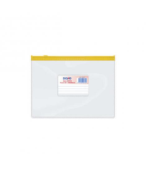 Dohe Bolsa Zipper Apaisada PVC Transparente 150 Micras - Tamaño A5 - Apertura Superior - Cierre Zip Hermetico