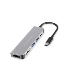Conceptronic Hub Extensor USB-C 6 en 1 - HDMI  USB-C PD USB 3.0 -Lector de Tarjetas SD  Micro SD  TF - 5Gbps - Negro