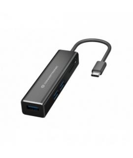 Conceptronic Hub USB-C con 3x USB-A 3.1 + Lector de Tarjetas SD y microSD - Carcasa de Aluminio