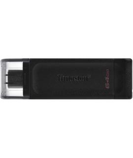 Kingston DataTraveler 70 Memoria USB Tipo C 64GB - USB-C 3.2 Gen 1 - Con Tapa - Color Negro (Pendrive)