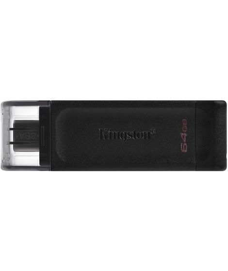 Kingston DataTraveler 70 Memoria USB Tipo C 64GB - USB-C 3.2 Gen 1 - Con Tapa - Color Negro (Pendrive)