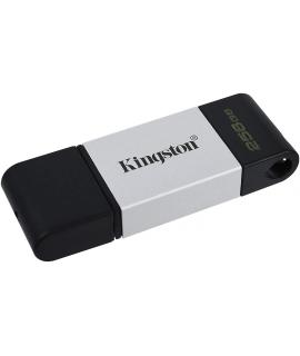 Kingston DataTraveler 80 Memoria USB Tipo C 256GB - USB-C 3.2 Gen 1 - 200 MB/s en Lectura - Con Tapa - Diseño Metalico (Pendrive