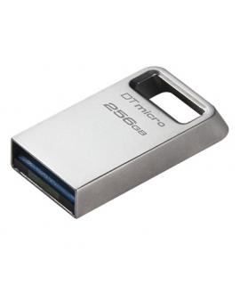 Kingston DataTraveler Micro Memoria USB 256GB - USB 3.2 Gen 1 - Ultracompacta y Ligera - Enganche para Llavero - Cuerpo Metalico