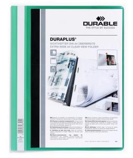 Durable Duraplus Carpeta de Fastener - Para Formato A4+ - Compartimento Interior - Tapa Posterior de Color Verde