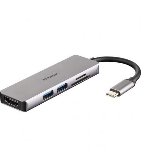 D-Link Hub USB-C 5 en 1 Lector SD, MicroSD, HDMI 4K, 2x USB 3.0