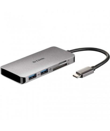 D-Link Hub USB-C 6 en 1 Lector SD, MicroSD, HDMI 4K, USB-C, 2x USB 3.0