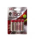 Elbat Pack de 4 Pilas Alcalinas LR6/AA