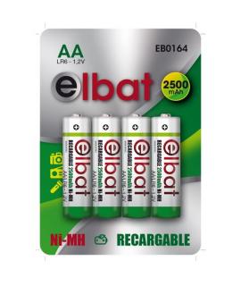 Elbat Pack de 4 Pilas Recargables LR6 AA 2500mAh