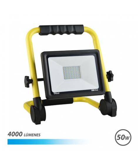 Elbat Foco Led con Soporte Plegable 50W - 4000lm - Luz Fria 6500K - Cable de 1.50m