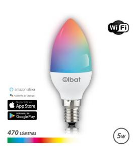 Elbat Bombilla LED Vela Smart Wi-Fi C37 E14 5W 470lm RGB - Temperatura 2700K a los 6000K - Control de Voz - Control Remoto - 3 M