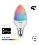 Elbat Bombilla LED Vela Smart Wi-Fi C37 E14 5W 470lm RGB - Temperatura 2700K a los 6000K - Control de Voz - Control Remoto - 3 M