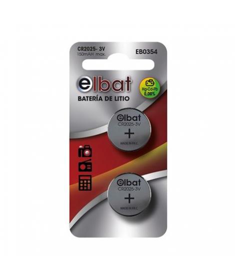 Elbat Pack de 2 Pilas Litio de Boton CR2025 3V