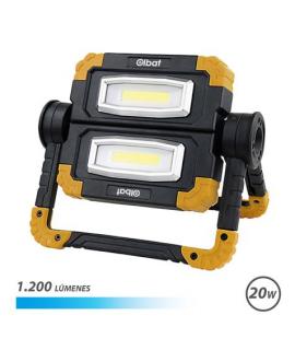 Elbat Foco Led Recargable 20W - 1200 Lumenes - Luz Fria 6500K - Bateria 5000mAh  - Autonomia de 5 a 9 horas