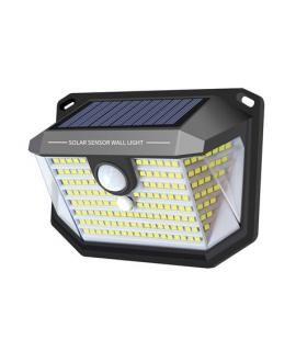 Elbat Aplique Solar LED 150lm con 3 Caras de Iluminacion - Sensor de Movimiento - Panel Solar Integrado 5.5V, 0.33W - Bateria 3.