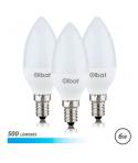 Elbat Bombillas LED C37 Pack de 3 - 6W - 500LM - Base E14 - Luz Fria - Ahorro Energetico - Blanco Frio