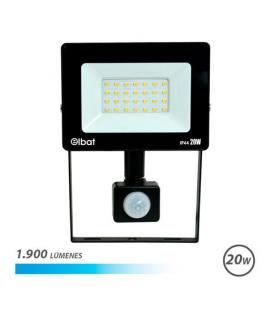 Elbat Foco LED con Sensor de Movimiento - Potencia: 20W - Lumenes: 1900 - Luz Fria 6.500K - Vida Util: 30.000 - 50.000 Horas - A