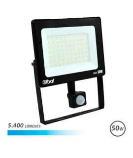 Elbat Foco LED de 50W - Potencia: 50W - Lumenes: 5400 - Sensor de Movimiento - 6.500K Luz Fria - 30.000 - 50.000 Horas de Vida -