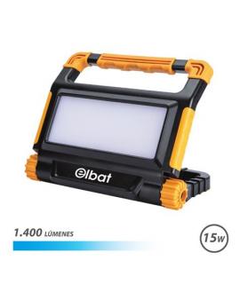 Elbat Foco Recargable 15W - Luz Fria, 6000K - 1400 Lumenes - Bateria 3.7V / 5000Mah - Recargable con Cable USB - Cable de Carga 