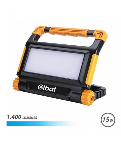 Elbat Foco Recargable 15W - Luz Fria, 6000K - 1400 Lumenes - Bateria 3.7V / 5000Mah - Recargable con Cable USB - Cable de Carga 