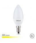 Elbat Bombilla LED - Potencia 6W - Lumenes 500 - Tipo de Luz 3000K Luz Calida - Casquillo E14 - Angulo 180º - Dimensiones 37X100