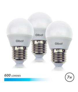 Elbat Pack 3 Bombillas - Potencia 7W - Lumenes 600 - Tipo de Luz 6500K Luz Fria - Casquillo E27 - Angulo 220º - Dimensiones 45X7