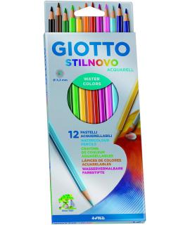 Giotto Stilnovo Acquarell Pack de 12 Lapices de Colores Acuarelables Hexagonales - Mina 3.3 mm - Madera - Colores Surtidos