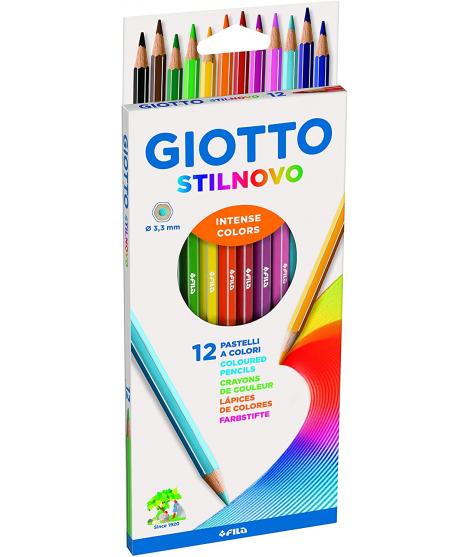 Giotto Stilnovo Pack de 12 Lapices Hexagonales de Colores - Mina 3.3mm - Madera - Colores Surtidos